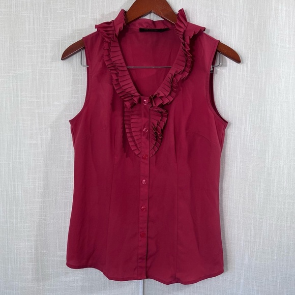 The Limited Ruffle Pleated Collar Sleeveless Button Front Blouse Top Size S - Picture 1 of 9
